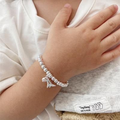 China MAXERY Sterling Silver S925 Cute Dinosaur Children's Bracelet Pendant Children Hand Ornament for sale