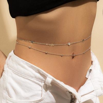 China Fashion Sexy Geometric Brass Body Chain Women Bead Chain Maxery Hip Hop Metal Sequin Waist Chain TRENDY for sale