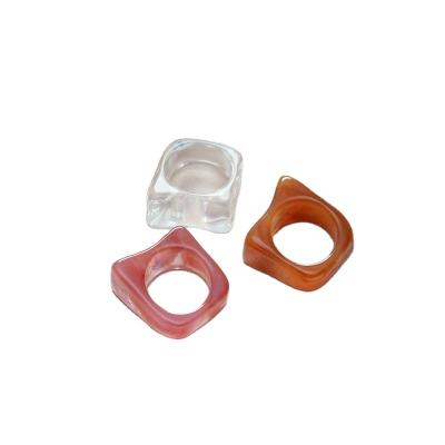 China Square Jewelry Plastic Resin Rings Maxery Acrylic Cute Fashionable Cute Rings Plastic Resin Rings For Women Girls for sale