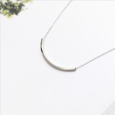 China Maxery S925 SilverJapanese smile necklace FASHIONABLE minimalist temperament curved lines silver clavicle chain necklace for sale