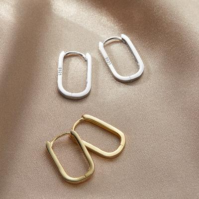 China CLASSIC square sense of Maxery Korean minimalist 925 Sterling Silver Earring luxury earring temperament paperclip for sale