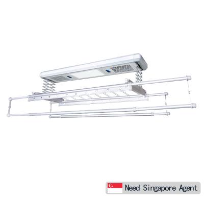 China Singapore Laundry Smooth Effortless Automatic Clothes Drying Rack Retractable Balcony Hanger Rack Lifting Electric Hanger for sale