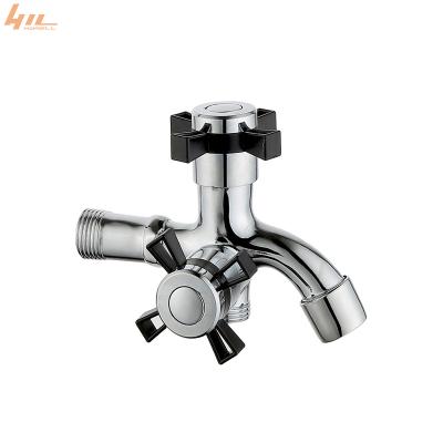 China Modern Outdoor Garden Good Polished Double Handle Laundry Washing Machine Two In One Water Faucet 2 Way Free Fast Water Tap for sale