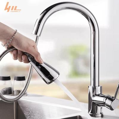 China 2020 Modern New Wholesale Brass Pull Down Telescopic Faucet Kitchen Sink Mixer Tap Sprayer Kitchen Sink Faucet for sale