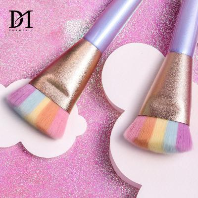 China Angular Blush Colorful Rose Gold Highlighter Bar Tools Handmade Makeup Brush Tube Long Handle Base Bristle Cosmetic Brush Multi Function Brush for sale