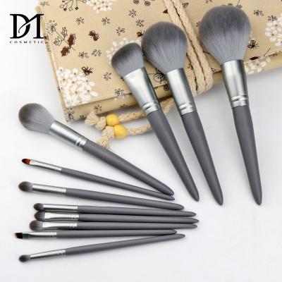 China Angular Blush 11pcs Gray BASF Quick Dry Fiber Bristle Makeup Brush Boxes Contour Makeup Brush Packaging Rubber Makeup Brush for sale