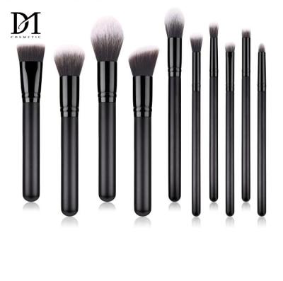 China Angular Blush Personalized Nylon Bristle 10 Piece Black Makeup Brush Organic Makeup Brush Show Long Handle Makeup Brush for sale