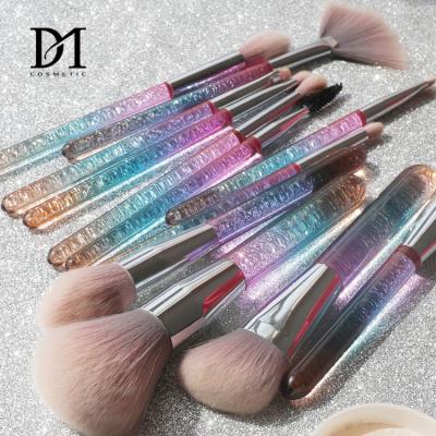 China Angular Blush 12 Pieces Gradient Makeup Brush Set Crystal Cosmetic Brush Kits Acrylic Transparent Makeup Brush Set for sale