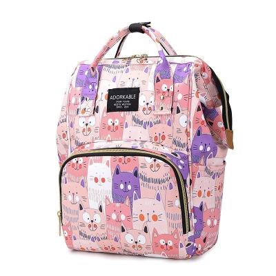 China Custom Made Eco-Friendly Fabric Waterproof Multifunctional Travel High Quality Oxford Mom Diaper Bag Outdoor Pink Backpack for Mom for sale