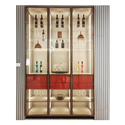 China (Size) Living Room Furniture Stainless Steel Wine Cabinet Adjustable Modern Wine Display Cabinet for sale