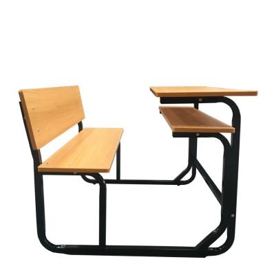 China Contemporary Double Seat Student Desk With Wooden Bench And Chair High School School Desk In Africa for sale