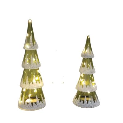 China All Christmas Tree Shape Modern Glass Ornaments Decoration Glass Lighting Home Decoration for sale