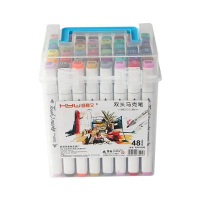 China YIHENG Wholesale Custom Smooth Marker 24 Color Acrylic Art Pen Sketch Multi Color Dual Tip Permanent Marker Pen Painting Set for sale