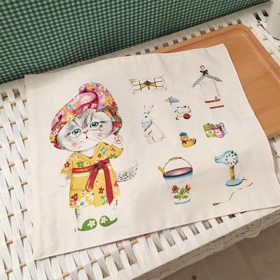 China Wholesale Disposable Home Textile Cotton Rectangle Table Place Mat Canvas Printed Dining Table Mat for sale