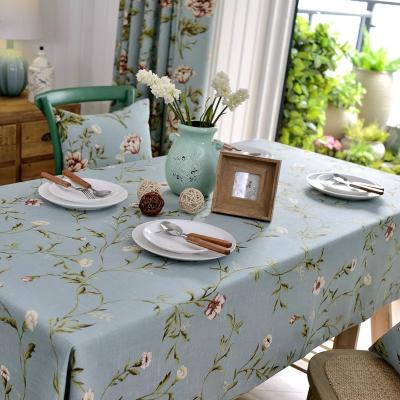 China Soft Blue Western Rectangular Tablecloth Throw Square Vintage Rectangle Banquet Buffet Printing Tablecloth for sale