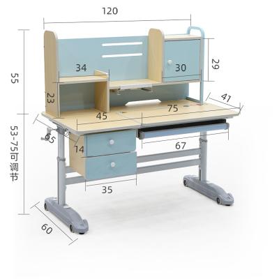 China Hot sale wooden cute size adjust desk study table blue to students baby kids study at home for sale