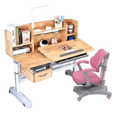 China Innovative Solid Wood Kids Furniture Modern Home and School Study Table Pink Ergonomic Desk and Chair Set for sale