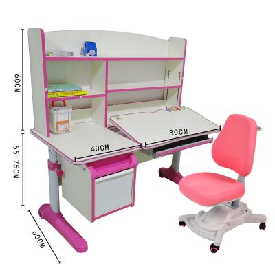 China Innovative Girl Study Table with Shelf Large Capacity Study Table Wood Modern Desk and Chair Set for Kids Children for sale