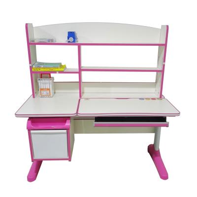 China Innovative Children's Eye Care Study Table Home Furniture Shelf Large Capacity Wooden Fold Desk Table Study Pink For Girls for sale