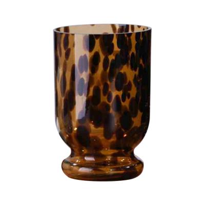 China ECO-frendly Hand Decor Blown Amber Home Vase Decorative Glass Candle Holder for sale