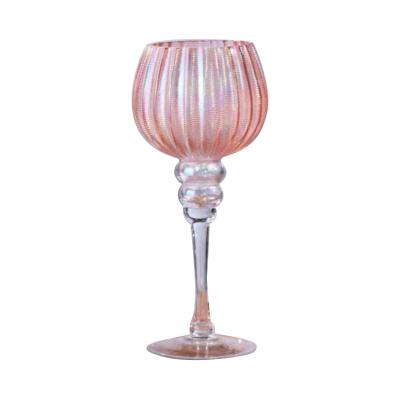 China Wholesale Classic Handmade Long Stemmed Clear Glass Candle Holders Decoration for sale