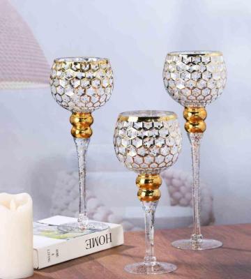 China Home Decoration Crystal Candle Holder Pillar Candlestick Wedding Party Supplies Eco - Friendly for sale