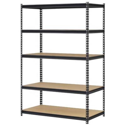 China Black Steel Corrosion Protection 5 Tier Storage Rack Shelves For Warehouse 180x90x40cm for sale