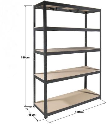 China Corrosion Protection Garage Storage Shelves Metal Rack 5 Levels180cm x High 120 x Wide 45 Deep with Boltless MDF Shelves for sale