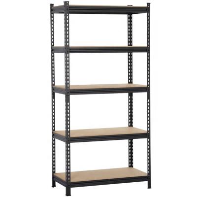 China Corrosion Protection Garage Shelved Shelving Units Boltless Metal Shelves Black 5 Tier for sale