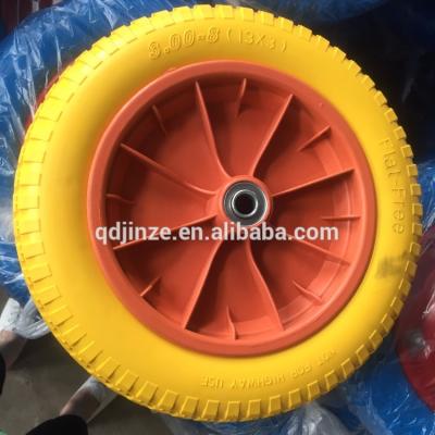 China Solid Farms PU Foam Hand Trolley Wheel , Wheelbarrow Tire 3.00-8 13x3 Price for sale