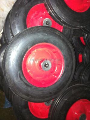 China 4.10/3.50 4 tire, 4.10/3.50-4 PU foam tire with plastic rim, rubber hand cart wheel tire for sale