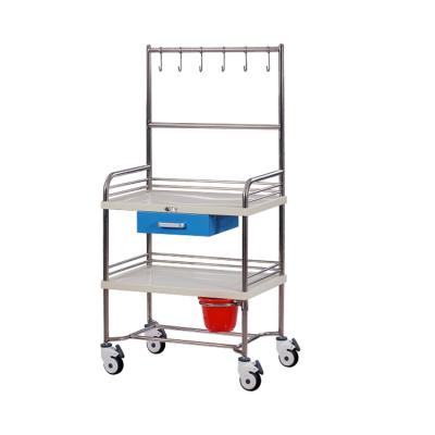 China Hospital Trolley Infusion Trolley Hospital Infusion Cylinder Trolley Mobile Medical /treatment Trolley/Instrument Trolley with Drawer and IV Pole for sale