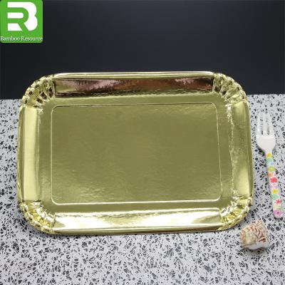 China Paper Plate Disposable Metallic Gift Gold Foil Square Paper Plate for sale