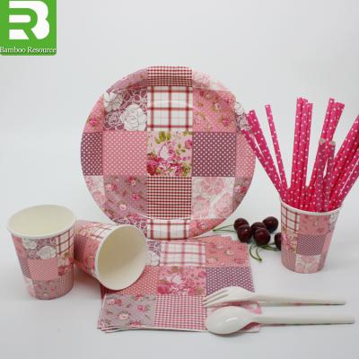 China 2021 Birthday New Design High Quality Custom Printed Disposable Paper Cup Paper Plate for sale