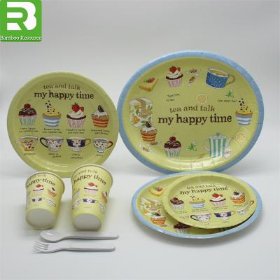 China 2021 New Design Wedding Party Hot Stamped Paper Party Friendly Round Dish for sale