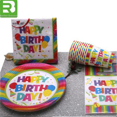 China Straws towels paper plates and cups birthday party kids birthday party of dinnerware set theme party decorations of happy supplies for sale