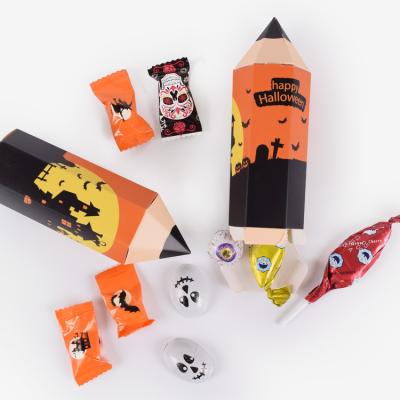 China Wholesale Disposable Folding Halloween Cartoon Pencil Shape Candy Candy Cookie Gift Box for sale