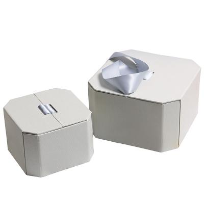 China Recyclable Custom Creative Elegant Octagon Shaped Wedding Door Gift Box With Ribbon for sale