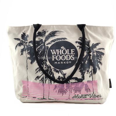 China 100% Customized Eco-friendly/Lightweight/Cheap Medium Size Canvas LOGO Beach Holiday Shopping Totes Printed Pattern Cotton Bag for sale