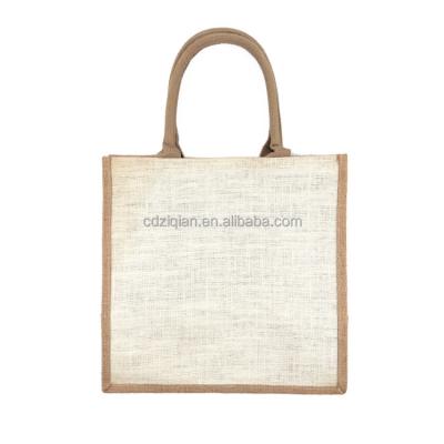 China Custom Wholesale Dyed Medium Round Handle Gift Jute Tote Bag For Tea Storage for sale