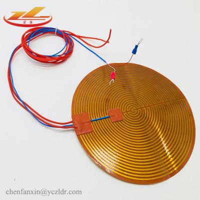 China Parts 12V 300mm Kapton Heat Bed Industrial Heating Round Heater With Thermistor for sale