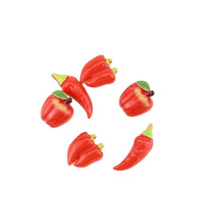 China Fashion red pepper resin accessories mobile phone shell vegetable patch diy fridge magnet accessories wholesale for sale