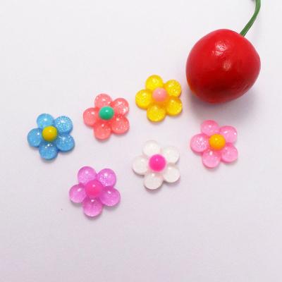 China All Resin Five-petal Cute Flower DIY Jewelry Accessories Stick Phone Case Patch Children Hair Rope Material for sale