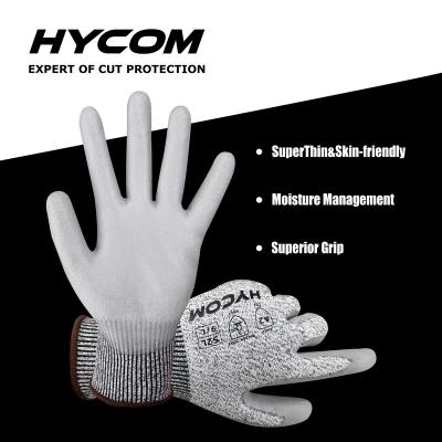 China Hycom S2L-PU EN388 Flexible Safety With High Quality Cut Resistant PU Coated Work Gardening Gloves for sale