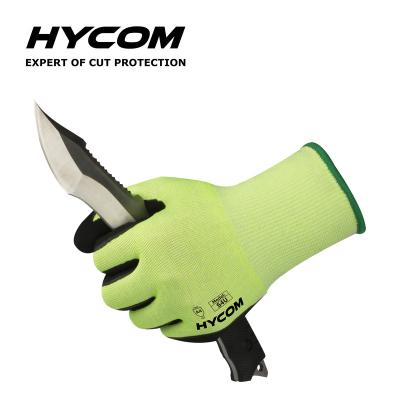 China Cut Resistant Glove Hycom S4U 18G A4 Sandy Nitrile Work Glove Nitrile Coated Gloves for sale