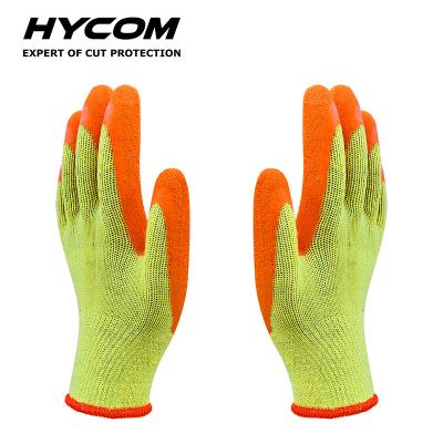 China Heavy Duty Hycom Level 1 Coated Latex Cotton Glove Factory Cut Working Gloves Supplier for sale