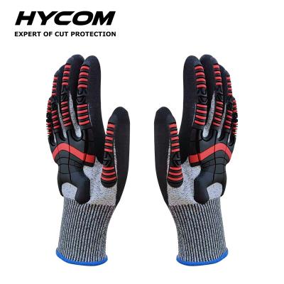 China Hycom BTR4L Sandy Nitrile Anti Impact Protection Glove Cut Level Tpr Resistant Mechanic 4 Gloves for sale