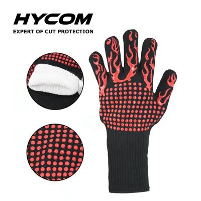 China Hycom CLASSIC High Temperature Resistance Flame Retardant For Grilling Washable Barbecue Silicone Oven Smoking Long Glove Heat Resistant for sale