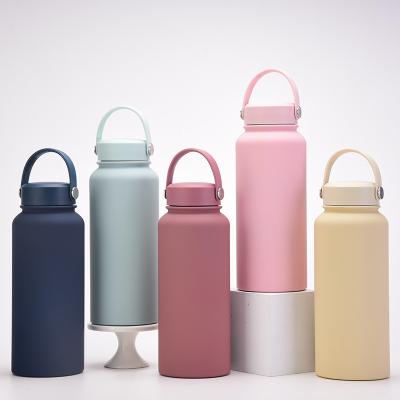 China Business Large Capacity Wide Mouth Double Wall Insulated Stainless Steel Vacuum Travel Water Thermos Bottle Outer Lid With Handle for sale