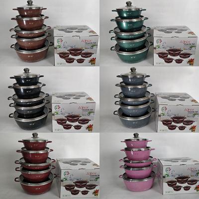 China Pan Non-Stick Non-Stick Cookware 10 PCs Set Household Wok Soup Pot Kitchenware Combination Aluminum Gas Stove Suitable for Pot Set for sale